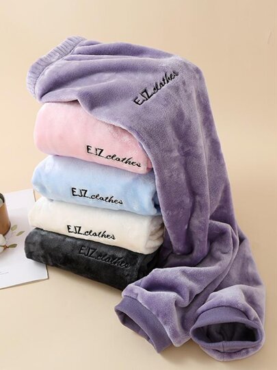 Coral velvet pajamas women's winter trousers flannel pants large size plus velvet thickened warm pants autumn and winter home pants