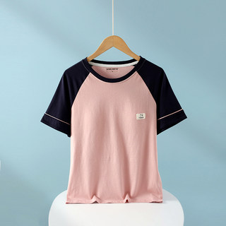 Cotton Pajamas with Chest Pads, Short-Sleeved, Summer Pure Cotton, Thin, Large Size, Loose, Casual Home Wear, Women's T-Shirt