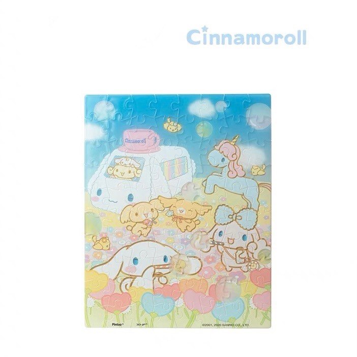 3D-JP Sanrio 80 Pieces Transparent Children's Puzzle Bubble Flower Field Bubble Matt Yugui Dog Big Ear Dog 3djp