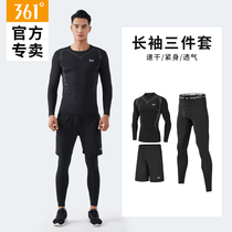 361 Fitness Clothing Long Sleeve Three Piece Mens Running Equipment Quick Dry Tight Spring and Autumn High-performance Sports Set