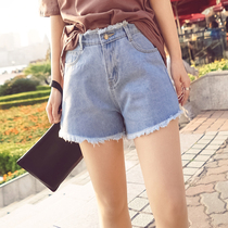 Tassel flash wild wear light-colored thin denim shorts summer womens hot pants Korean version of the student retro trend