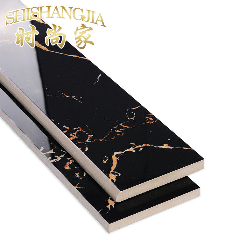 Black gold flower deep coffee net Skirting line 100x800 Skirting board waveguide line Tile Living room floor tile Bedroom floor angle line