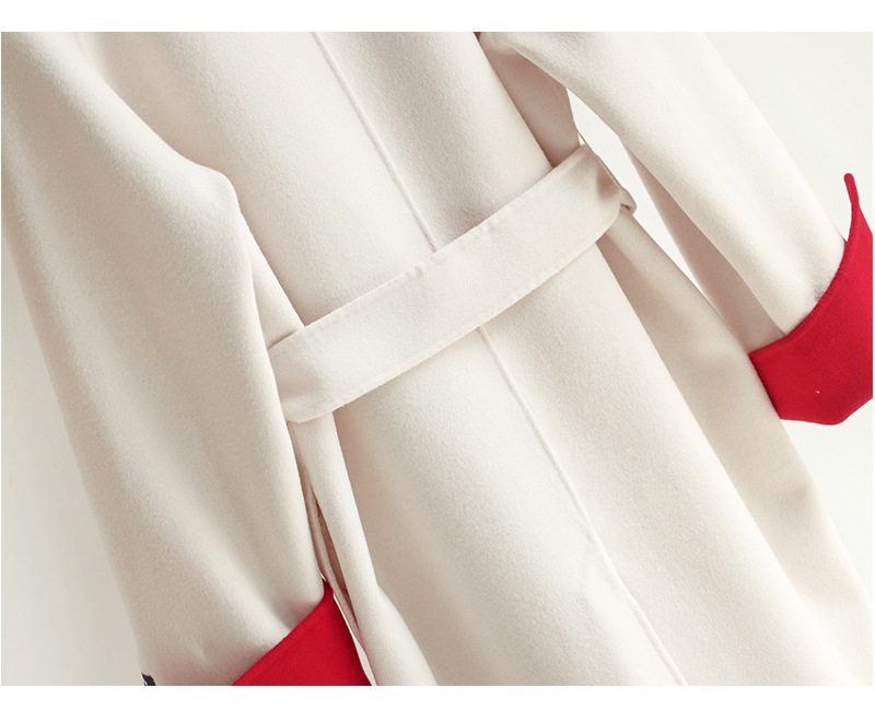 Seminou 2018 mùa thu mới của phụ nữ phiên bản Hàn Quốc của chiếc áo khoác cashmere hai mặt được may thủ công màu sắc trong chiếc áo khoác len dài - Áo len lót đôi áo khoác len