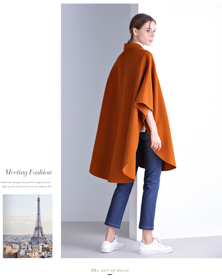 Seminou 2018 mùa thu mới của phụ nữ phiên bản Hàn Quốc của chiếc áo khoác cashmere hai mặt được may thủ công màu sắc trong chiếc áo khoác len dài - Áo len lót đôi áo khoác len