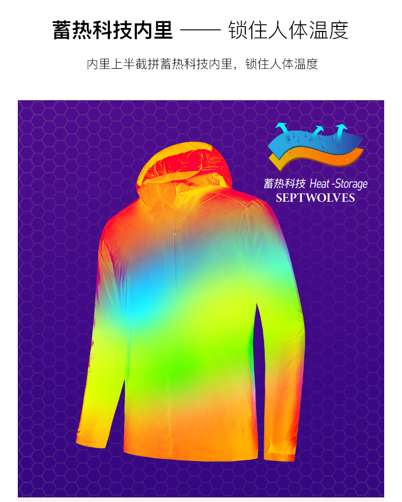 七匹狼 19冬季款 90%鹅绒 压胶防泼水 男薄防风连帽羽绒服 图5