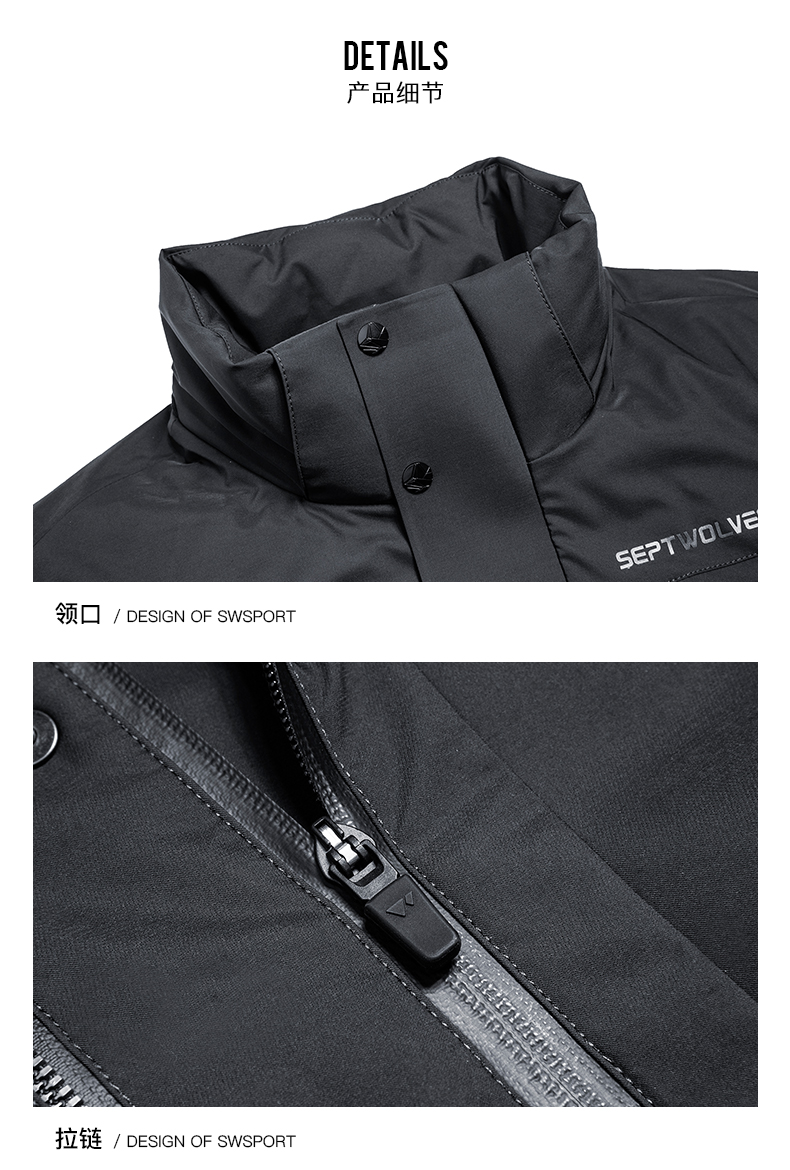 七匹狼 19冬季新款 杜邦三防面料 男 多口袋猎装风 防风羽绒服 抗-5~10℃ 图16