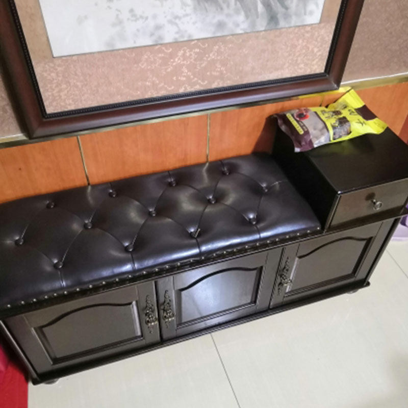 Can sit at the door to change shoe stool shoe cabinet stool multi-functional storage stool American leather storage stool porch try on shoe stool