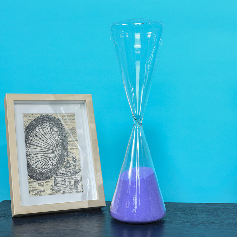 Pure manual geometry minimalist desktop modern purple glass triangular hourglass timer 60 min friend gift-giving-Taobao