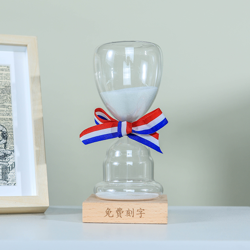 Simple and creative desktop study room with white trophy glass hourglass timer classmates and friends to send children to customize