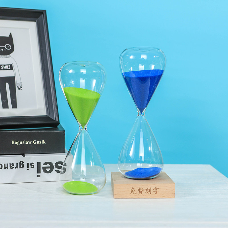 Handmade modern minimalist creative geometric desktop display cute glass hourglass friends gift laser lettering custom
