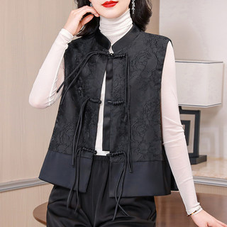 New Chinese-Style Vest Jacket for Women, Spring, Autumn, and Winter 2025 New Model, Large Size, Stylish Outerwear, Fashionable Vest