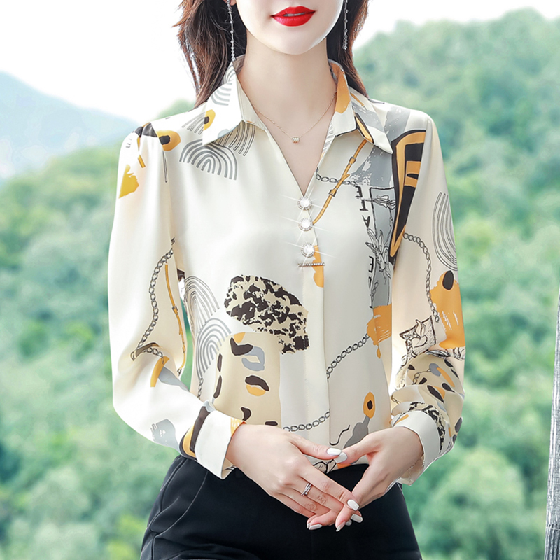Chiffon Shirt for Women, Early Spring and Autumn 2026 New Popular Style, Plus Size, Petite, Stylish Top, Long-Sleeved Shirt