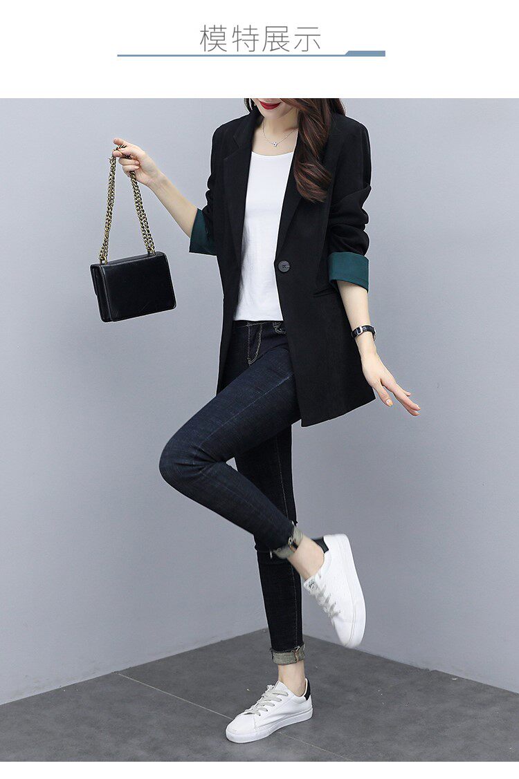 Костюм, весенняя осенняя тонкая куртка, черный кардиган, коллекция 2023, подходит для подростков 