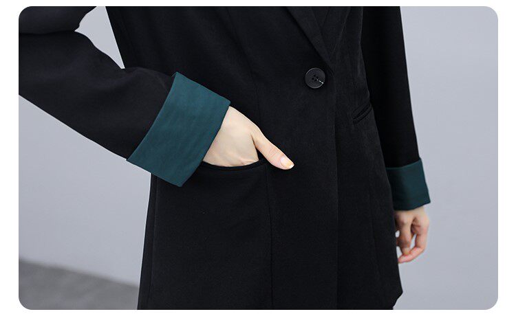 Костюм, весенняя осенняя тонкая куртка, черный кардиган, коллекция 2023, подходит для подростков 