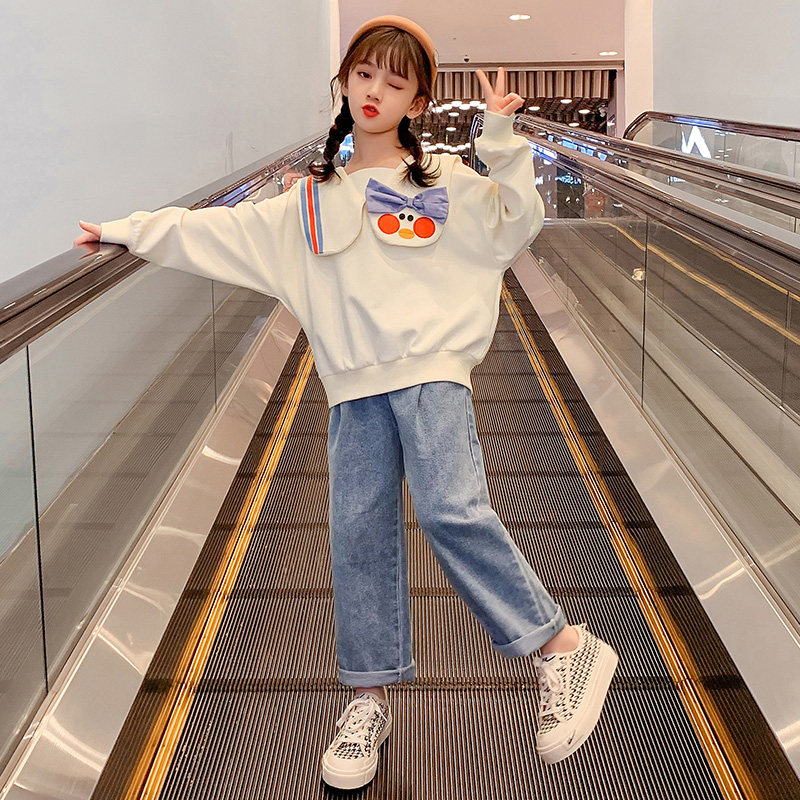 Children's clothing girl's spring clothing sweatshirt 2022 new foreign school CUHK children children's spring and autumn girl blouses trendy suit