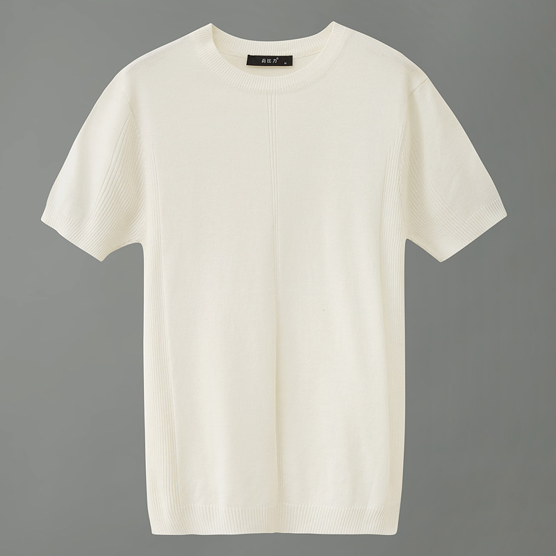 Summer popular round neck sweater ins slim sweater men's solid color icy silk youth half-sleeved T-shirt bottoming shirt