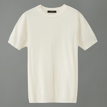 Summer popular round neck knitwear ins slim sweater men solid color icy silk youth half sleeve T-shirt base shirt