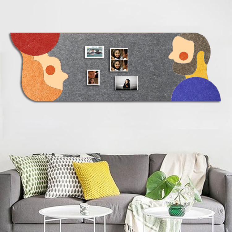 Couple Avatar Photo Wall Felt Soft Wood Board TV Sofa Wall Sticker Office Culture Self-Adhesive Free Punch