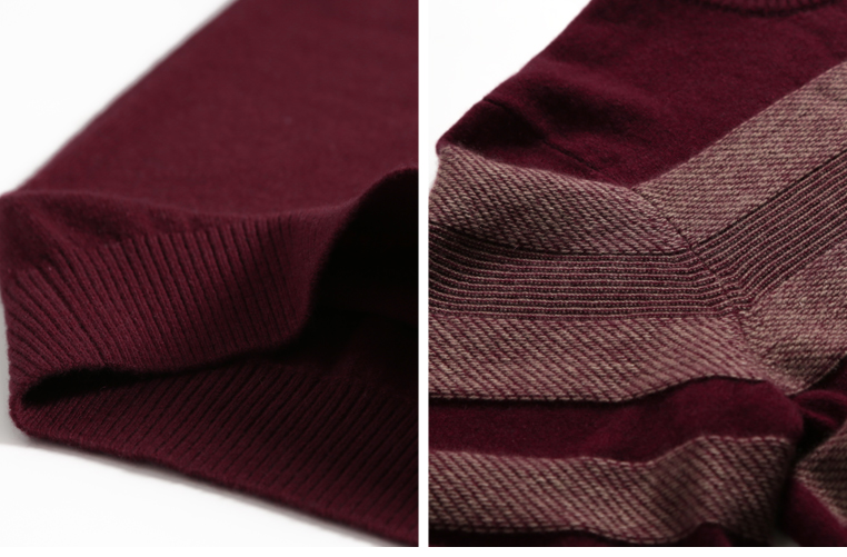 METTE mùa thu và mùa đông mới sọc ngang màu jacquard tương phản vòng cổ áo len cashmere nam trẻ trung ấm áp đan áo len - Áo len Cashmere áo da lộn nam