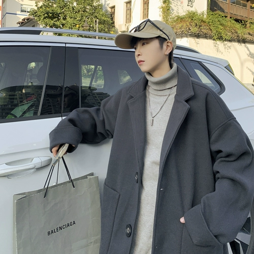 Мужское демисезонное короткое шерстяное пальто