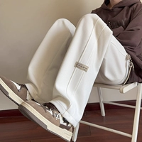 Мужские белые штаны, комплект, повседневные брюки, свободный прямой крой