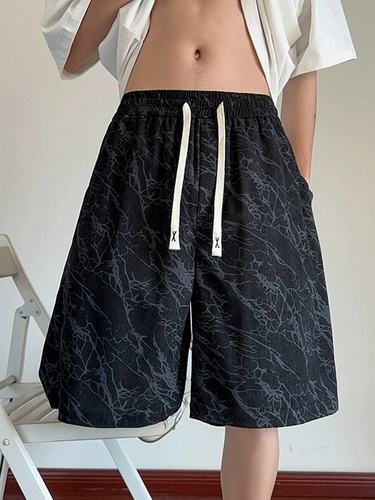 Спортивные летние тонкие шорты, штаны для отдыха, градиент, свободный прямой крой, в американском стиле