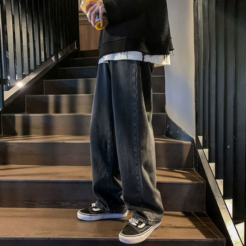 Летние джинсы, штаны, в американском стиле, свободный прямой крой, осенние