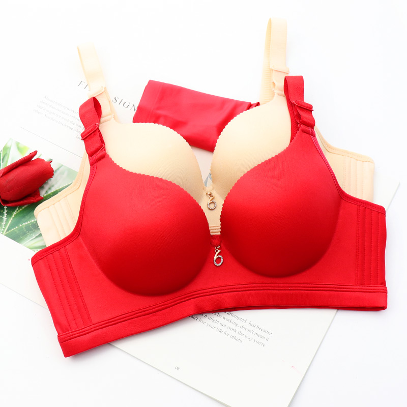 Add super thick 8cm Sexy no steel ring small text bra Polywoo flat breast underwear Women aa cup summer adjustment type Upper care