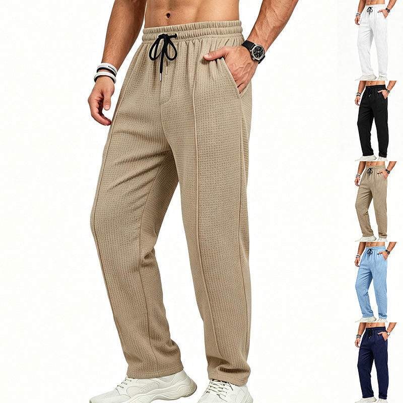 Cross-Border European and American Style Loose Men's Solid Color Breathable Sports Jogging Straight-Leg Casual Pants 2025 Spring Season Cross-Border European and American Style Loose Men's Solid Color Breathable Sports Jogging Straight-Leg Casual Pants 2025 Spring Season