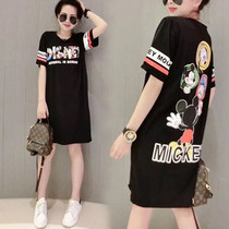 Fat mm short sleeve T-shirt with dress loose big code womens dress 2020 Summer new Korean version student Insuro 200 catty