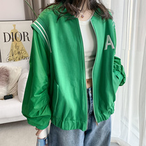 Green Ocean Air Baseball Served Short Coats Women 2022 Early Spring Autumn New Loose Splicing Little Sub Jacket Blouse