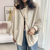 Beige small fragrant wind magyaki cardigan cardigan jacket woman thin section 2022 Spring autumn new loose foreign air design sensation blouse