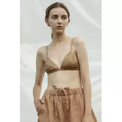 Chen Xiaomean plant dyed linen handmade triangle cup without steel ring thin bra French underwear bikini bra