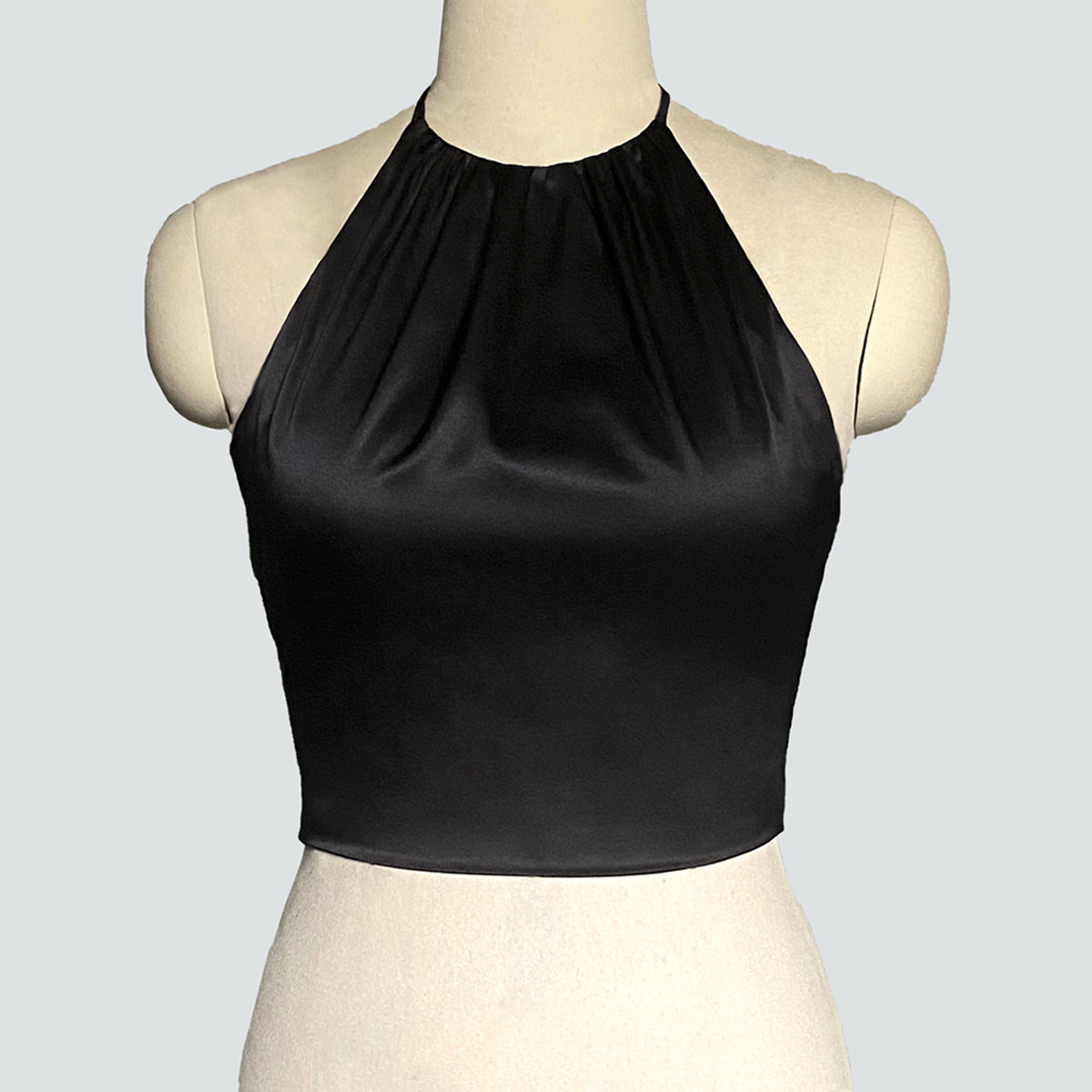 Black silk mulberry silk small round neck summer retro sling sexy large open back no steel ring bra integrated underwear