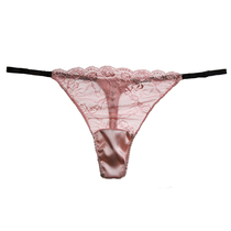 Chen Xiaoman silk ladies thong sexy seamless lace stitching T pants hot temptation silk underwear