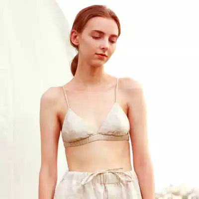 Chen Xiaoman linen women's beautiful back underwear summer new big chest small ultra-thin breathable French triangle cup bra