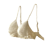 Chen small full of flax bra without steel ring ultra-thin large chest display small full natural material French style lingerie brallete