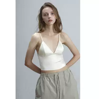 Chen Xiaoman mulberry silkworm silk bandeau close-fitting non-steel ring suspender underwear summer anti-light small vest French deep V