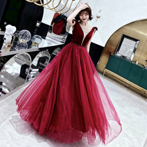 Toasting Bride Red 2021 New Spring Noble High-end Atmosphere Wedding Banquet Evening Dress Long Women