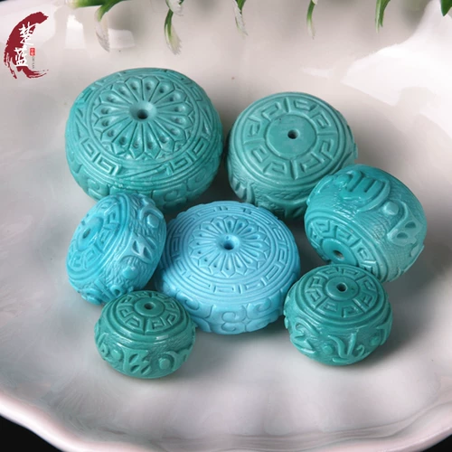 Натуральная бирюзовая природная руда, резные бусины, аксессуар