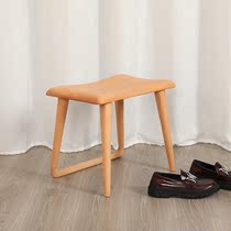 Beech low stool original small square stool Simple stool solid wood stool Wooden stool childrens living room paint-free square stool