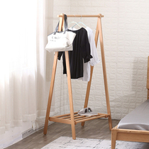 Nine-door coat rack Nordic solid wood floor simple modern creative Beech simple Japanese living room bedroom hanger