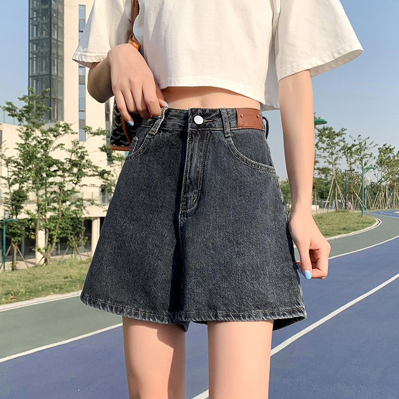 High waist denim shorts women's summer thin section 2021 new Korean edition loose thin wide leg a word hot pants tide ins