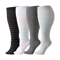 Road bike plus fat cycling socks compression socks solid color striped sweat-absorbent and deodorant compression socks large size calf socks