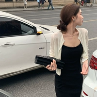 Короткая шелковая летняя накидка, платье-комбинация, трикотажная куртка, тонкий кардиган