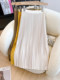 Yellow pleated skirt women's 2025 new summer high-waist slim mid-length a-line skirt versatile half skirt