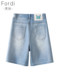 Light color denim shorts for women summer 2025 new summer thin loose straight leg five-point pants slim summer hot pants