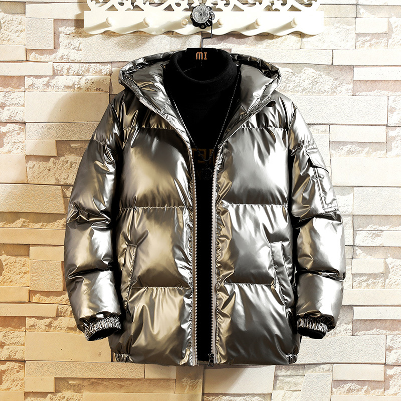 Men's Glossy down Jacket, Trendy Brand, Winter Thickened American Style Short Hooded Workwear Jacket, Men's Warm Puffer Jacket Men's Glossy down Jacket, Trendy Brand, Winter Thickened American Style Short Hooded Workwear Jacket, Men's Warm Puffer Jacket