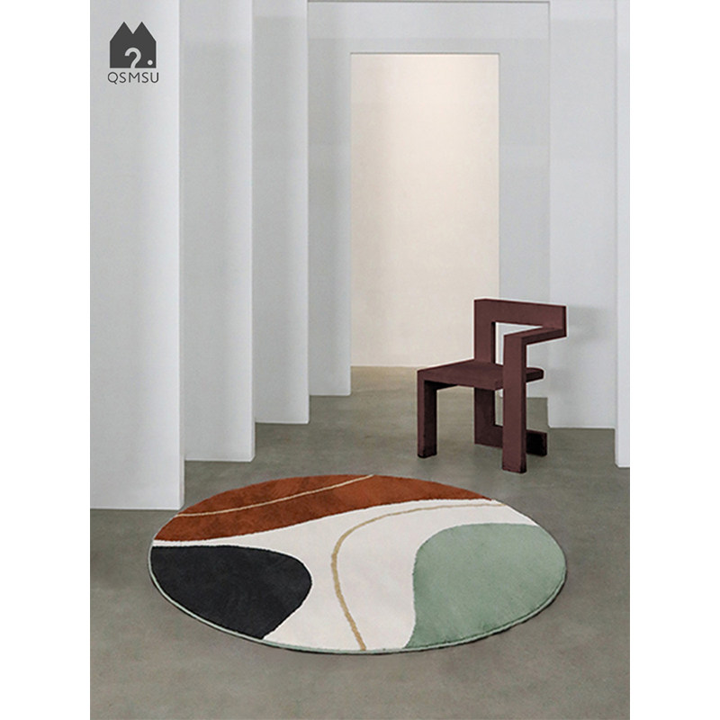 (Qingshan Meijuku) Original design Nordic Abstract Line Carpet Room Bedroom bedside cushion plush INS Wind