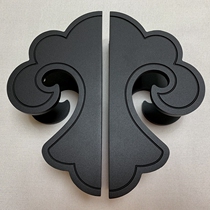 Black door handle bronze semicircle Chinese glass door handle antique solid wood simple hotel club door handle